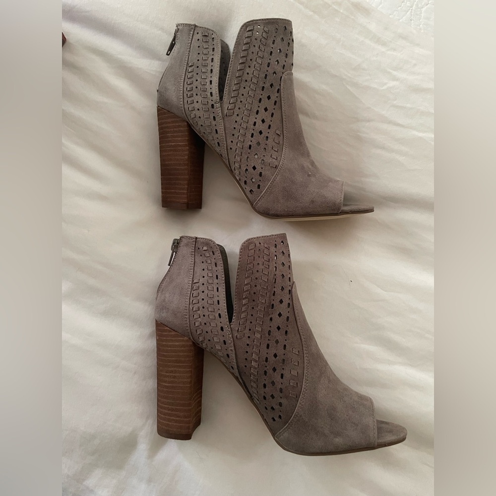 Carlos by Carlos Santana Taupe Open Toe Heeled Boots